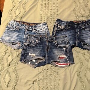 Rock Revival Blue and Dark Blue Jean Shorts Set